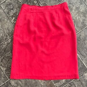 100% SILK Classic Red Pencil Skirt Women’s Office Luxury Classy Elegant
